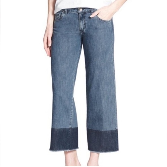KUT from the Kloth Wide Leg Crop Jeans Fray Hem - Picture 1 of 11